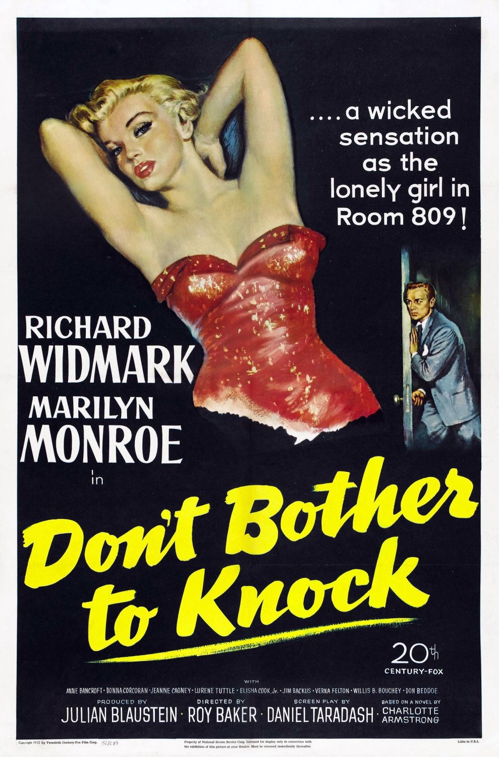 Film poster for Don't Bother to Knock (1952).