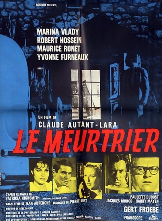 Film poster for Le Meurtrier (1963), based on Highsmith's The Blunderer.